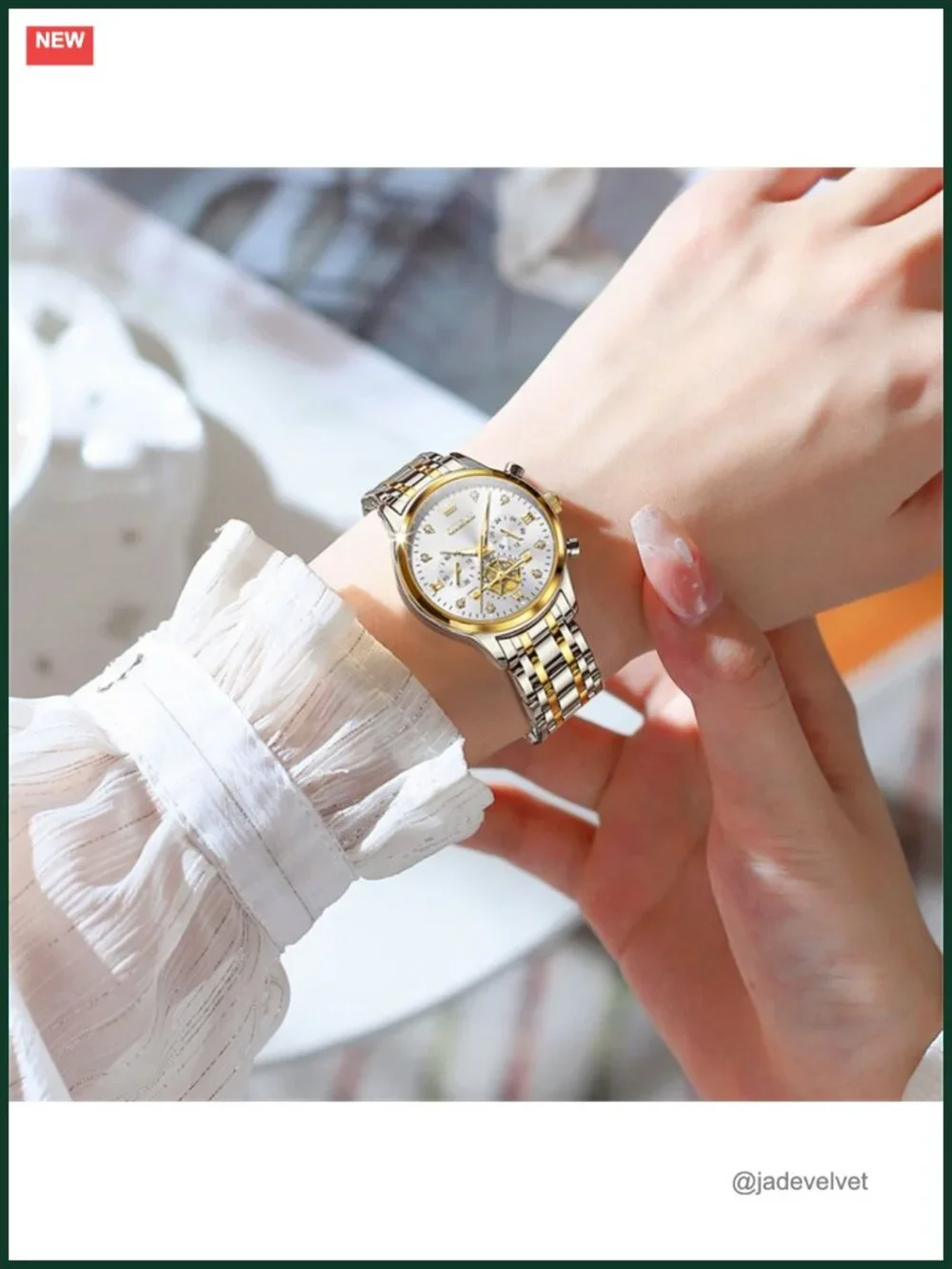 OLEVS Women's Stainless Steel Quartz Watch 3ATM Waterproof Date Window